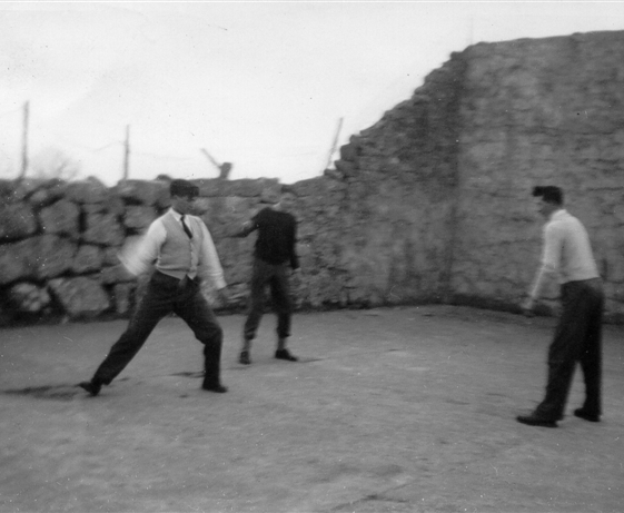 Old handball alley Leagaun, P.J. Lally, John O' Toole and Walty Mc Donagh c1959 Old handball alley Leagaun, P.J. Lally, John O' Toole and Walty Mc Donagh c1959 | Moycullen Heritage