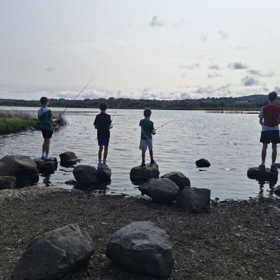 John Clancy, James Clancy, Caoimh Hall and Rian Hall fishing at Ballyquirke - A brachiopod clearly visible in the foreground rock.
August 2025 | Moycullen Heritage