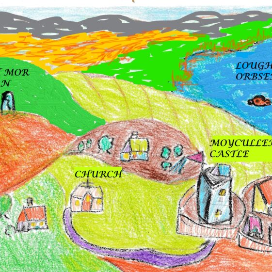 Map showing Cloch Mhór Leagáin from Moycullen Heritage publication 'Ruaidhrí’s Story – How Moycullen got its name’.