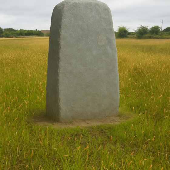 AI generated view of Cloch Mór Liagáin in the field where it was originally located.