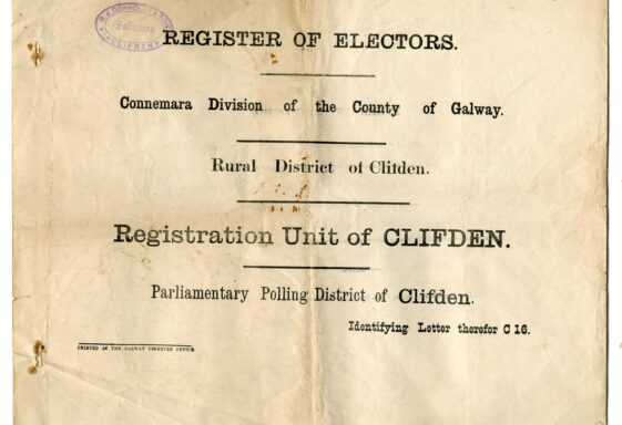 The 1918 Register of Electors for the Unit of Clifden and the Unit of Derrylea