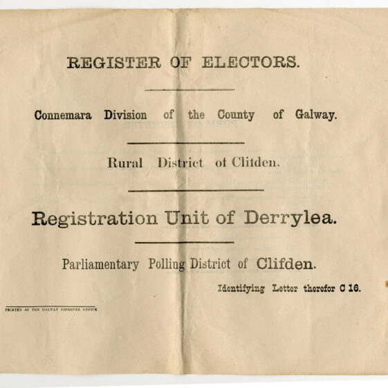 The 1918 Register of Electors for the Unit of Clifden and the Unit of Derrylea