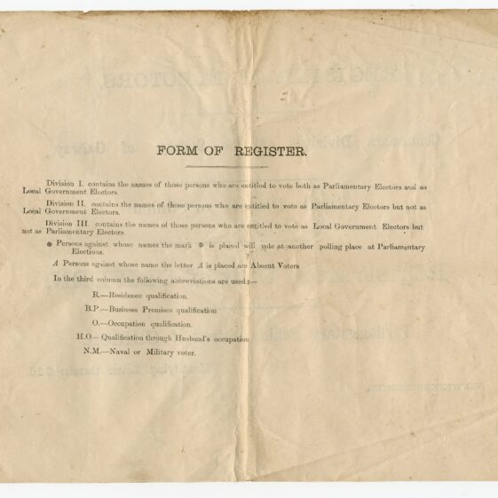 The 1918 Register of Electors for the Unit of Clifden and the Unit of Derrylea