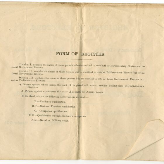 The 1918 Register of Electors for the Unit of Clifden and the Unit of Derrylea