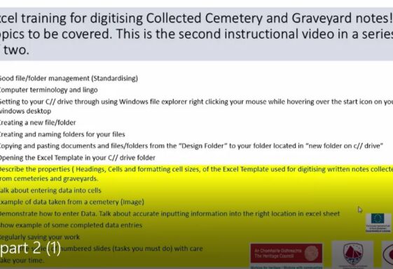 Excel training for digitising graveyard records