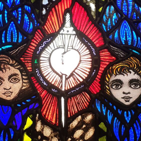 Detail from Harry Clarke studio window in Our Lady of Lourdes church Creagh, Ballinasloe | Photo: Christy Cunniffe