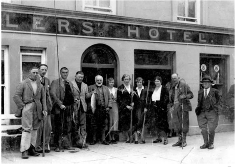 Anglers outside the Angler's Hotel | Oughterard Heritage