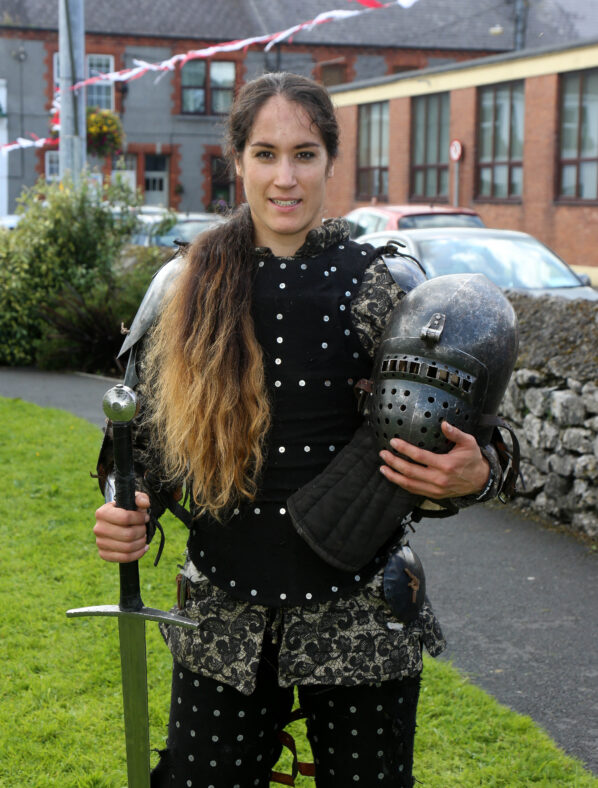 Four times world champion I.M.C.F. Lara Serviolle demonstrating the use of Medieval weapons at the Athenry Walled Town's Day. 
 | Photo: Hany Marzouk