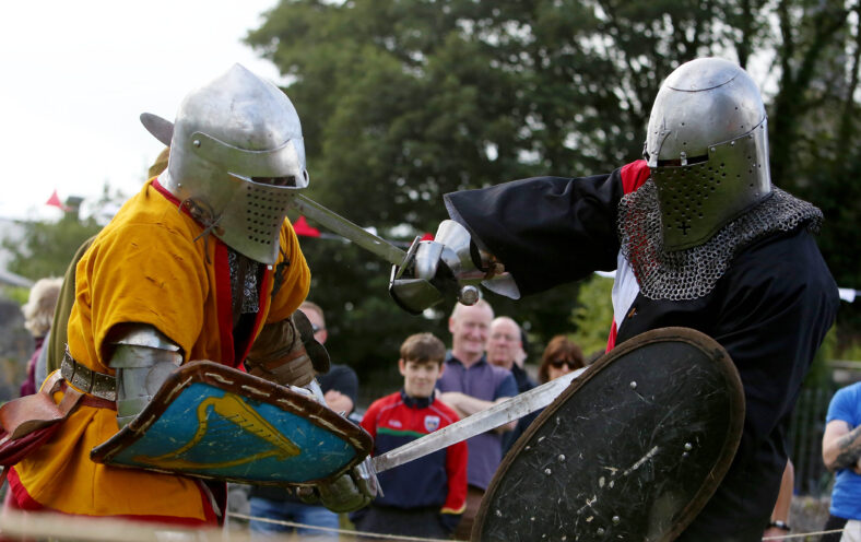 Brendan Halpin and Michael Dugon of Medieval Armed Combat Ireland displaying the Medieval fights at the Athenry walled towns Day, Co. Galway.
 | Photo: Hany Marzouk