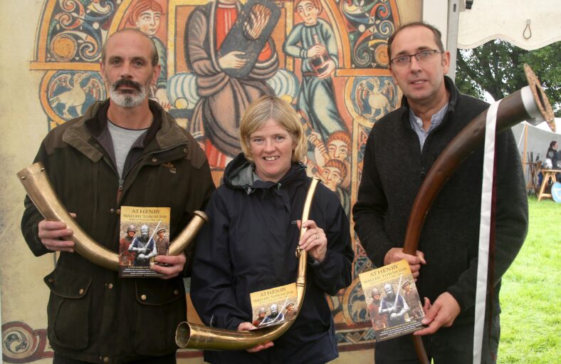 Cllr. Gabriel Cronnelly, Marie Mannion heritage officer Galway Co. Co. and Alan Burgess of Athenry heritage at the opening of the Athenry Walled Towns Day.
 | Photo: Hany Marzouk