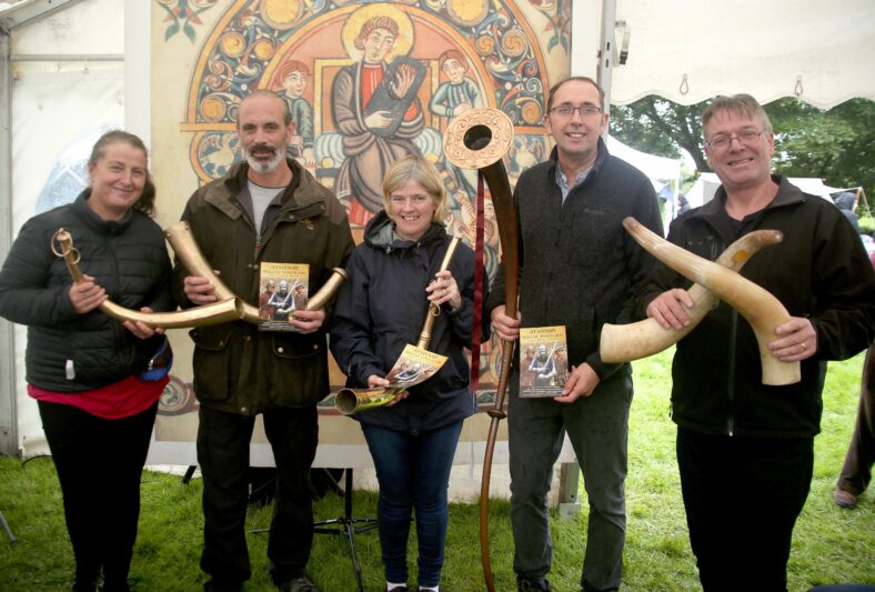Maria O'Dwyer, Cllr. Gabriel Cronnelly, Marie Mannion heritage officer Galway Co. Co., Alan Burgess of Athenry heritage and Simon O'Dwyer of Mystical Ireland at the opening of the Athenry Walled Towns Day, Co. Galway.

 | Photo: Hany Marzouk