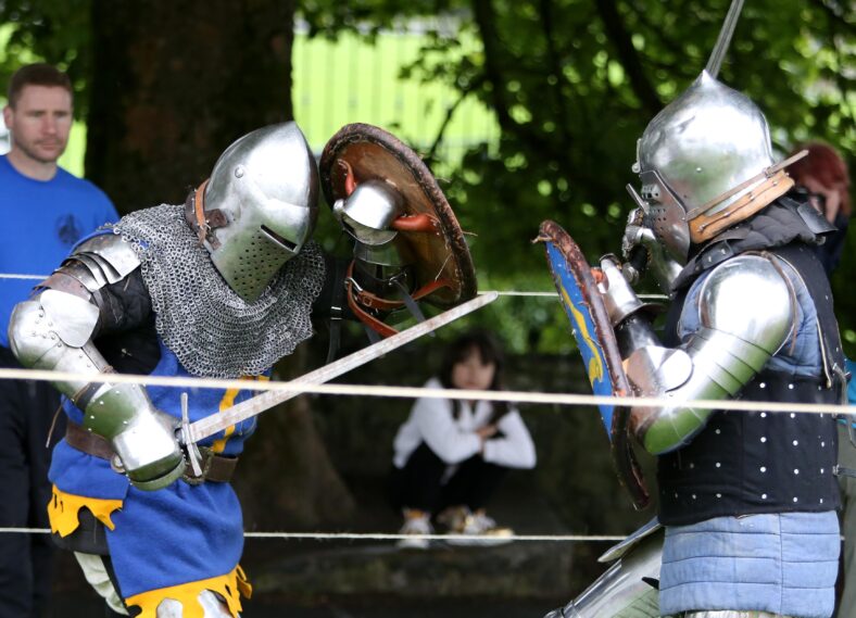 Members of Medieval Armed Combat Team demonstrating the Medieval sword fighting at the Athenry Walled Towns Day, Co. Galway.
 | Photo: Hany Marzouk