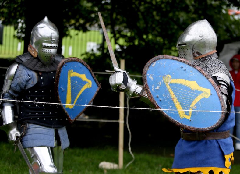 Members of Medieval Armed Combat Team demonstrating the Medieval sword fighting at the Athenry Walled Towns Day, Co. Galway.
 | Photo: Hany Marzouk