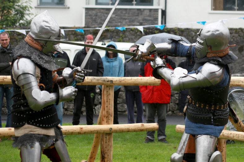 Anthony Power and Brendan Halpin of Medieval Armoured Combat Ireland taking part at the Athenry Walled Town's Day, Co. Galway as a 1916 fitter as part of the National Heritage Week.
 | Photo: Hany Marzouk