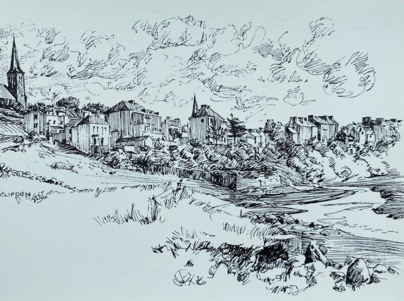 Old Postcards | Pen drawing by,  Adrie Van Schagen, 1990