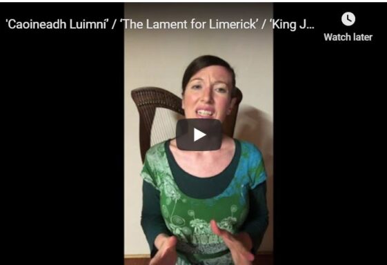 'Caoineadh Luimní’ / ‘The Lament for Limerick’ / ‘King James’ March to Dublin’ on Irish harp