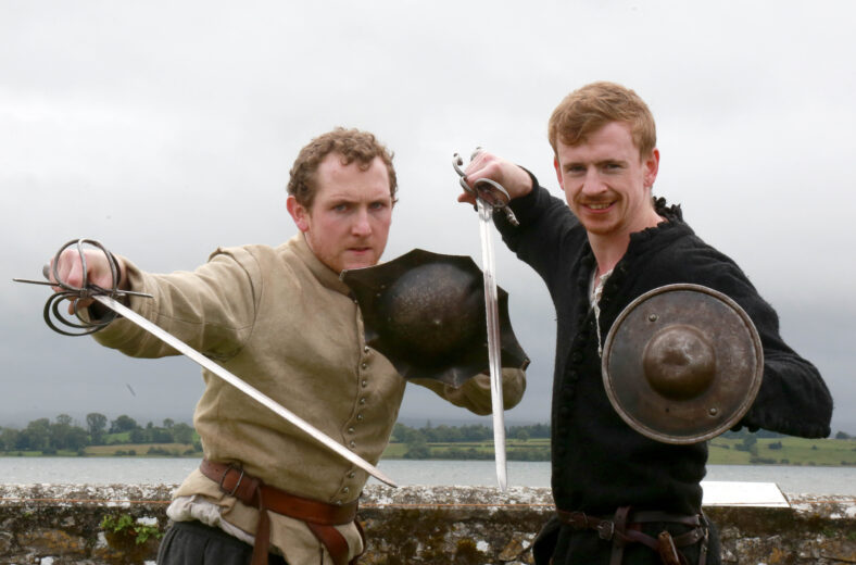 Aaron Adamson and Philip Condron displaying the Medieval arms and fights at the Loughrea walled town day in Co. Galway as part of the national heritage week.
