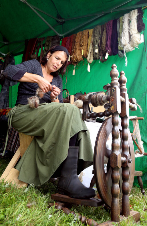 Susana Anker from West Clare spinning wool at the Loughrea Medieval festival.
