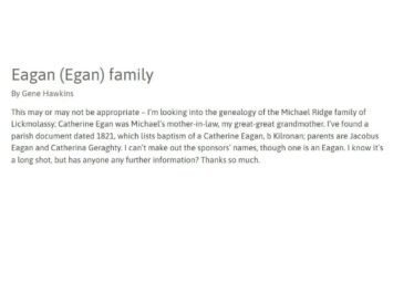 Eagan (Egan) family