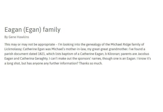 Eagan (Egan) family
