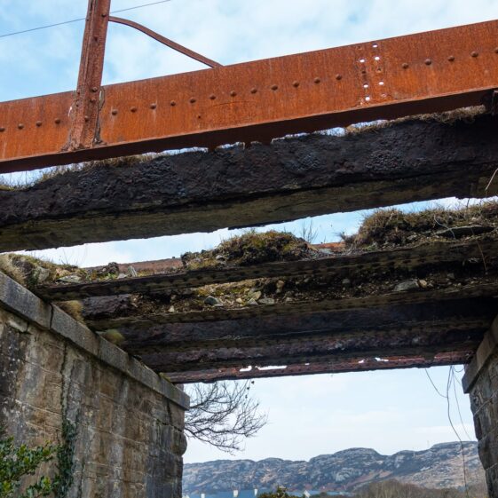 Under a bridge that carried the line into clifden. Lat / Long: 53° 29' 12.84'' N, 10° 0' 7.2'' W.
What3Words: ///truck.outline.journey.
Eircode: none available. | Roger Harrison