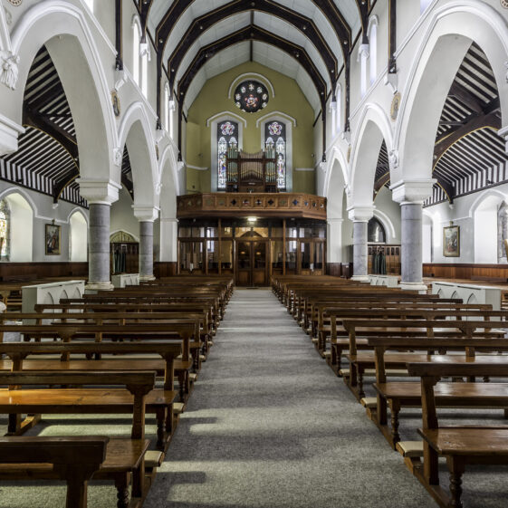 Inside St. Joseph's Church, Clifden.
Lat / Long: 53° 29' 22.56'' N, 10° 1' 9.48'' W.
What3Words: ///rooster.office.inch. | Roger Harrison