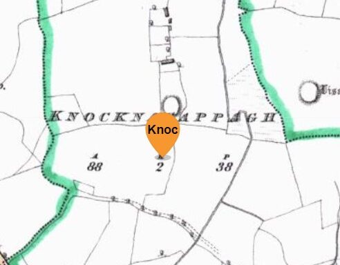 Knocknagappagh, Cnoc na gceapach, hill of the plots