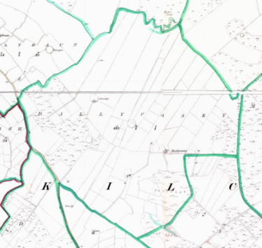 Ballycasey OS Map 1840
Main Feature Cahernagal/Cahernagat (fort) | Source: Webworld.org