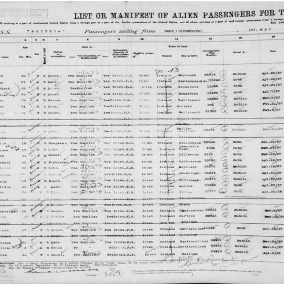 Ships manifest page 1 Mary Ellen Higgins