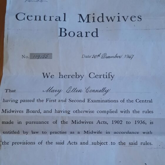 Central Midwives Board 1947 Certificate Central Midwives Board