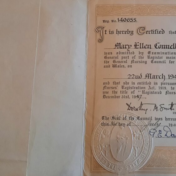 Certificate for nursing 1946 Certificate in Nursing 1947