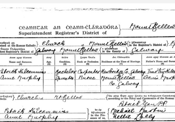 Ma Kilcommins Marriage Registration