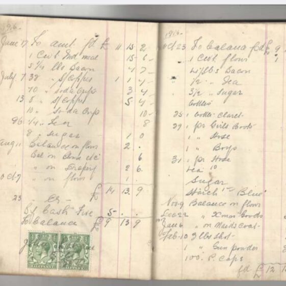 Lohans tickbook 1916 page Inside page of Lohans tickbook
