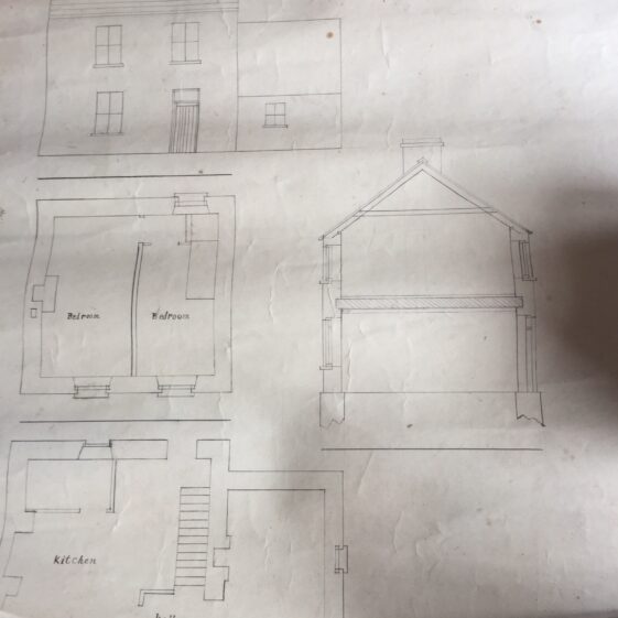 Original plans drawn by Patrick Mitchell for his home in Derrylissane Original plans drawn for home Derrylissane