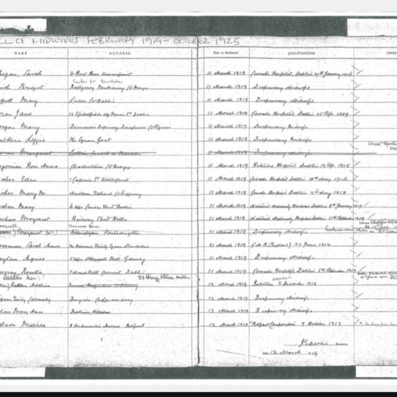 Bridget Minch midwifery registration