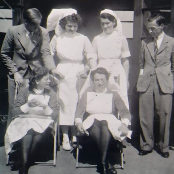 Catherine Mathot with work colleagues Holles St Dublin 1940s Midwife Catherine Mathot with colleagues Holles St Dublin 1940s