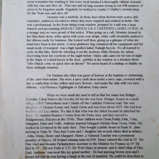Families description of Midwife Minch