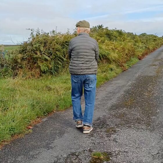 Mike Laffey Mahwah USA walking Ballinruane road | Emma Laffey
