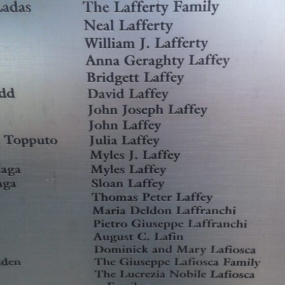 David Laffey's name on emigration wall Ellis island New York | Emma Laffey