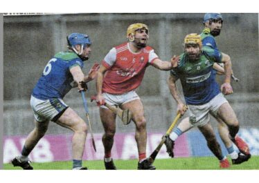 Tynagh/Abbey-Duniry's Paul Killeen and Johnny Conroy try to halt the progress of Anthony Cronin of Watergrasshill during Sunday's All-Ireland Club Intermediate Hurling Final at Croke Park | Courtesy: Connacht Tribune