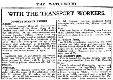 Irish Transport Workers - Events Nationwide | Courtesy: Irish Newspaper Archives 24th July 1920